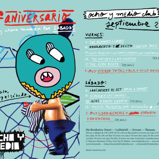 Imagen: Cartel 10? Aniversario Ocho y Medio [Concierto Bla + Stereo Total + Wild Honey]