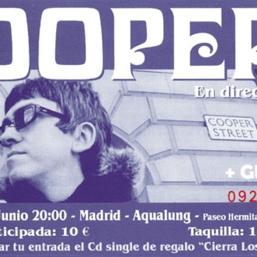 Imagen: Cooper [Entrada concierto Sala Aqualung, Madrid]
