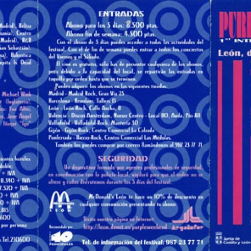 Imagen: PROGRAMA PURPLE WEEKEND 1998 PORTADA