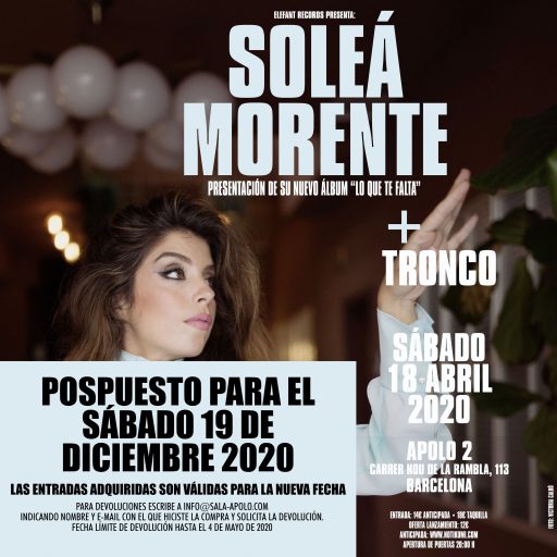 Imagen: SOLEÁ MORENTE CARTEL BCN NUEVA FECHA